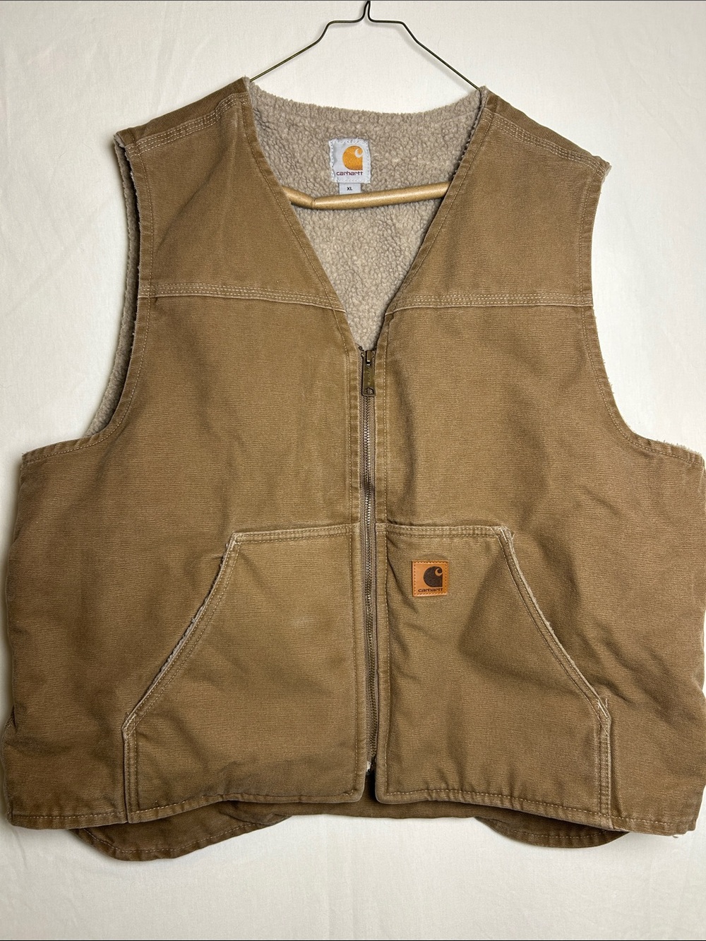 Carhartt XL Brown Sherpa-Lined Work Vest